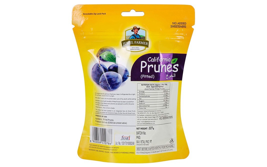 Jewel Farmer California Prunes (Pitted)   Pack  227 grams
